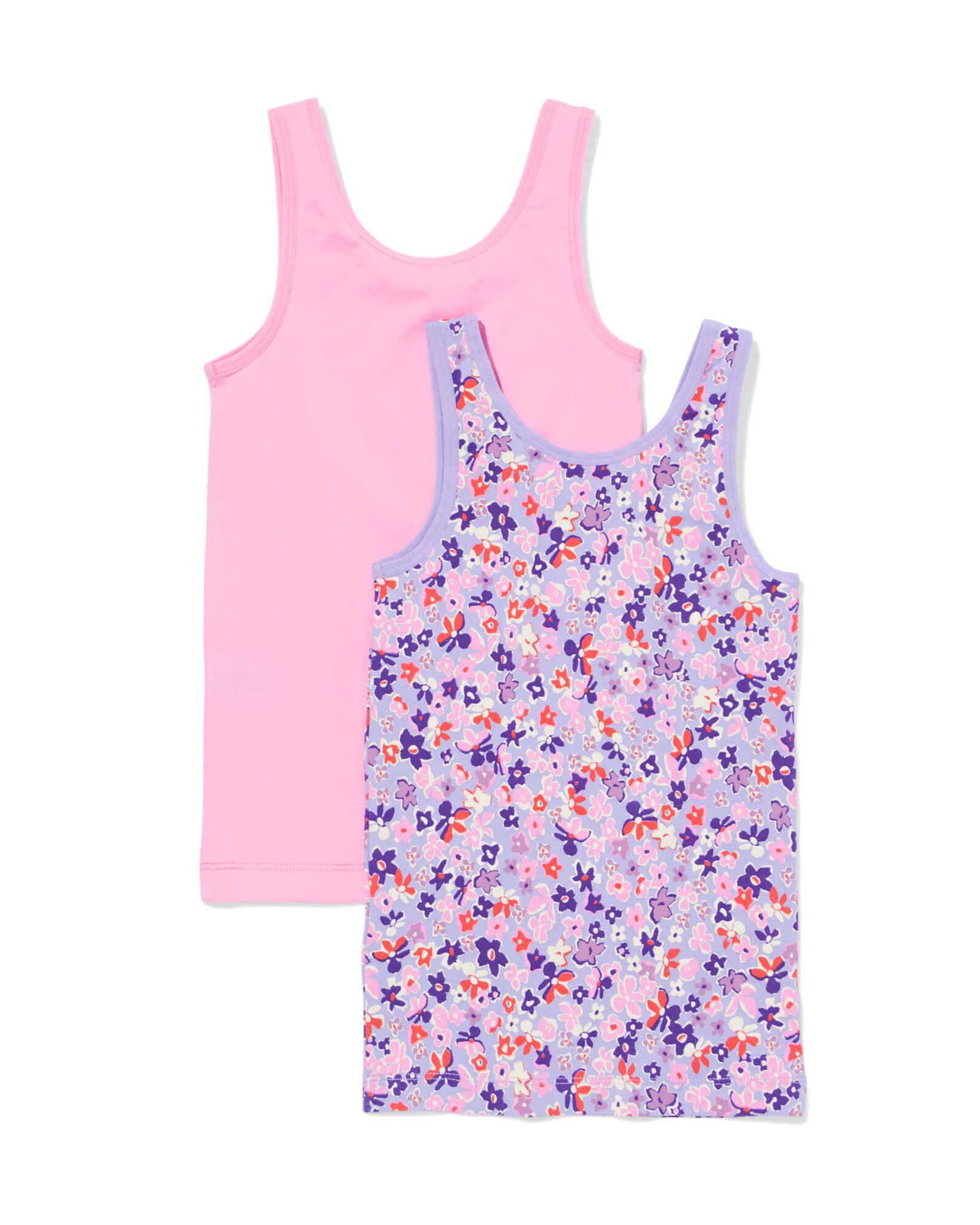 kinderhemden stretch katoen bloemen - 2 stuks roze - 19300440PINK - HEMA