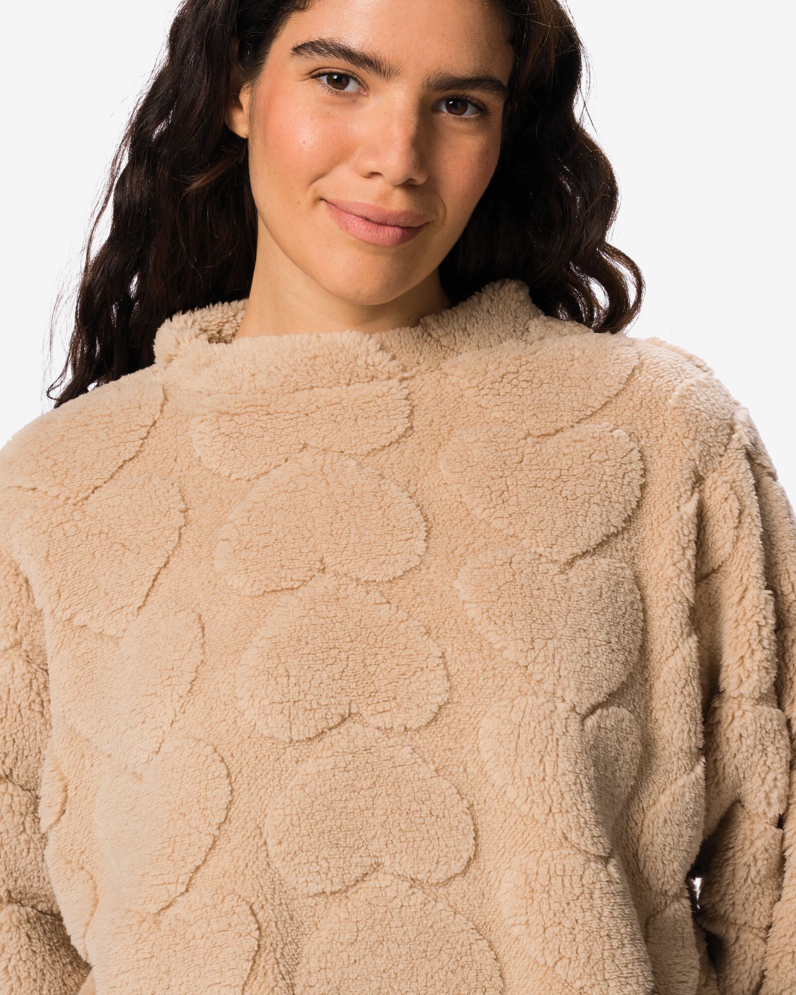 haut femme pelucheux c&oelig;urs marron clair marron clair - 23401333LIGHTBROWN - HEMA