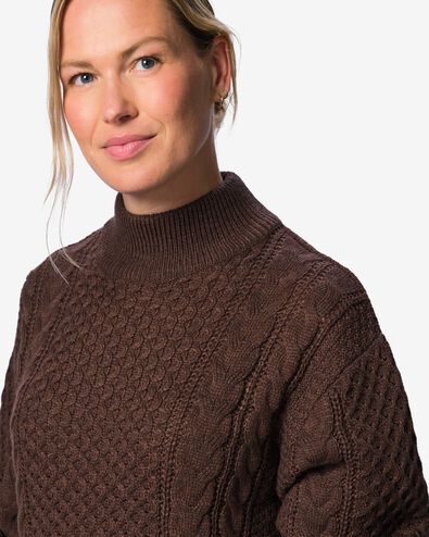 Damenkleid Zelda, Regular Fit, Zopfmuster, Grobstrick, Acryl braun braun - 36214640BROWN - HEMA