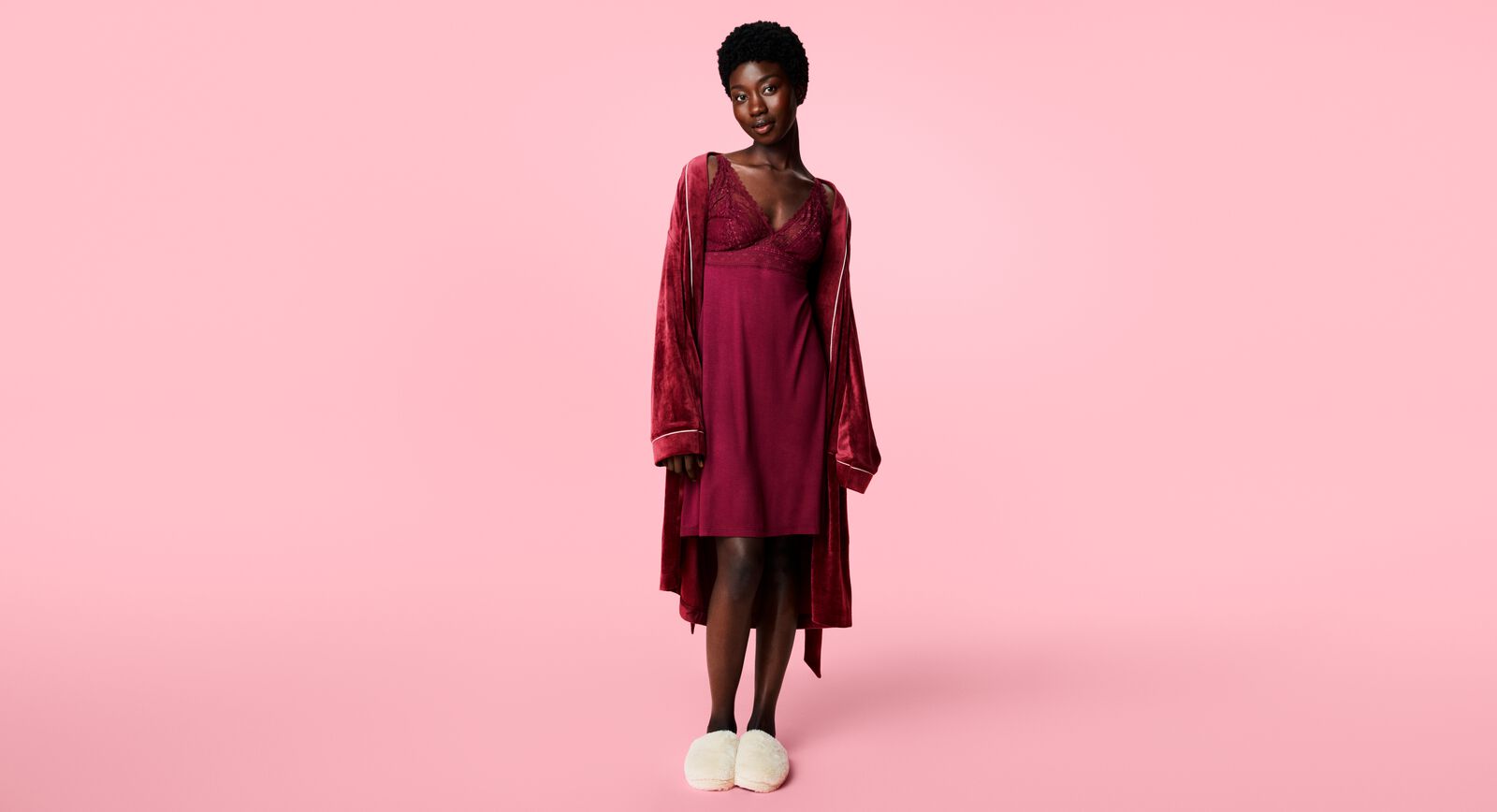 chemise de nuit femme viscose rouge fonc&eacute; rouge fonc&eacute; - 23400724DARKRED - HEMA