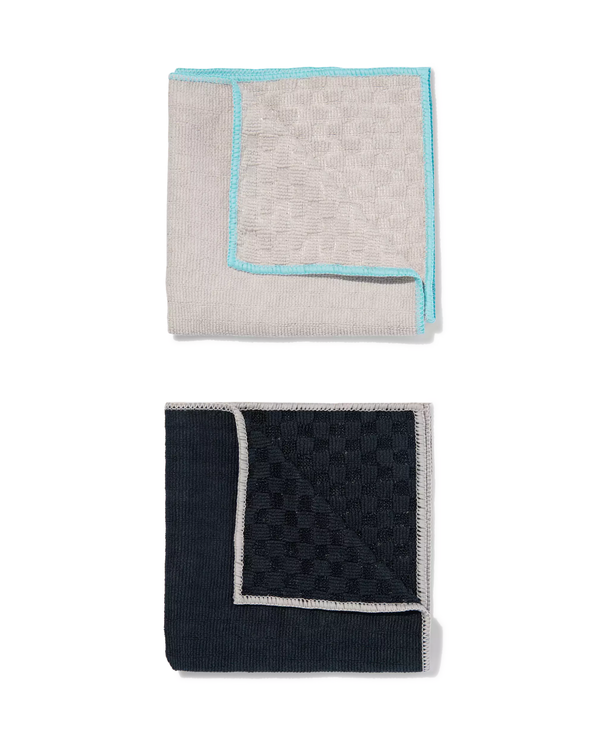 2 chiffons en microfibre texturés 35x35 gris beige/noir