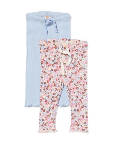leggings b&eacute;b&eacute; moulants ajour&eacute;s fleurs - lot de 2 bleu bleu - 33017380BLUE - HEMA