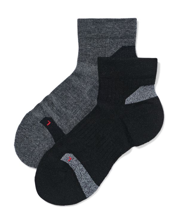 heren driekwart wandelsokken wolmix - 2 paar zwart zwart - 4190445BLACK - HEMA
