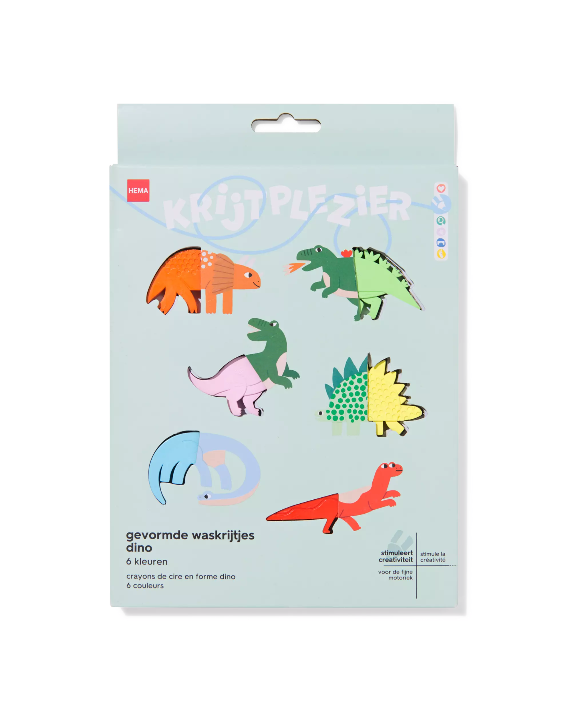 geformte Wachsmalkreide Dino – 6 Stück