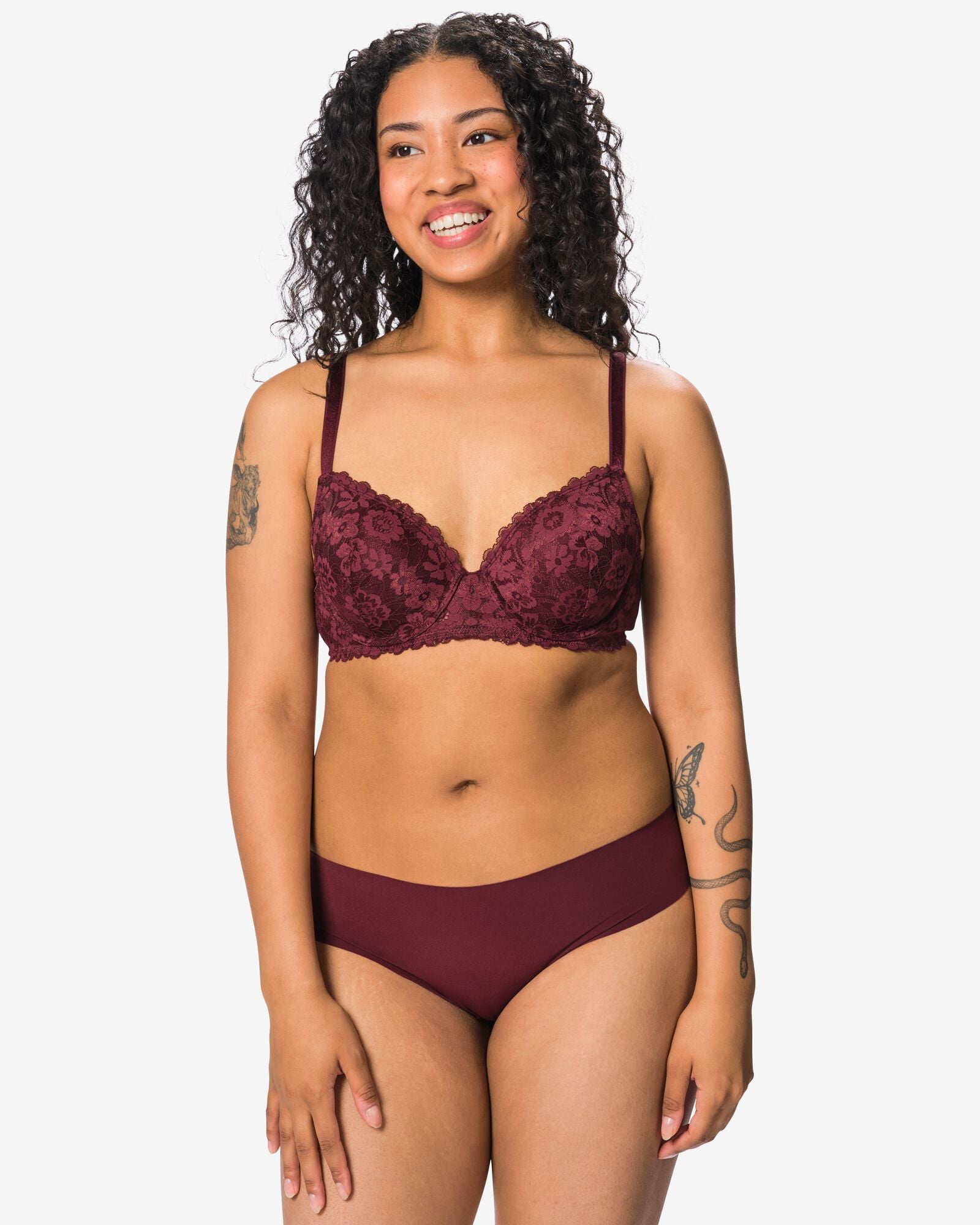 slip br&eacute;silien femme microfibre avec dentelle rouge fonc&eacute; rouge fonc&eacute; - 19608804DARKRED - HEMA