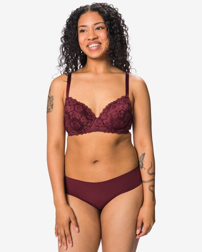 slip br&eacute;silien femme microfibre avec dentelle rouge fonc&eacute; rouge fonc&eacute; - 19608804DARKRED - HEMA