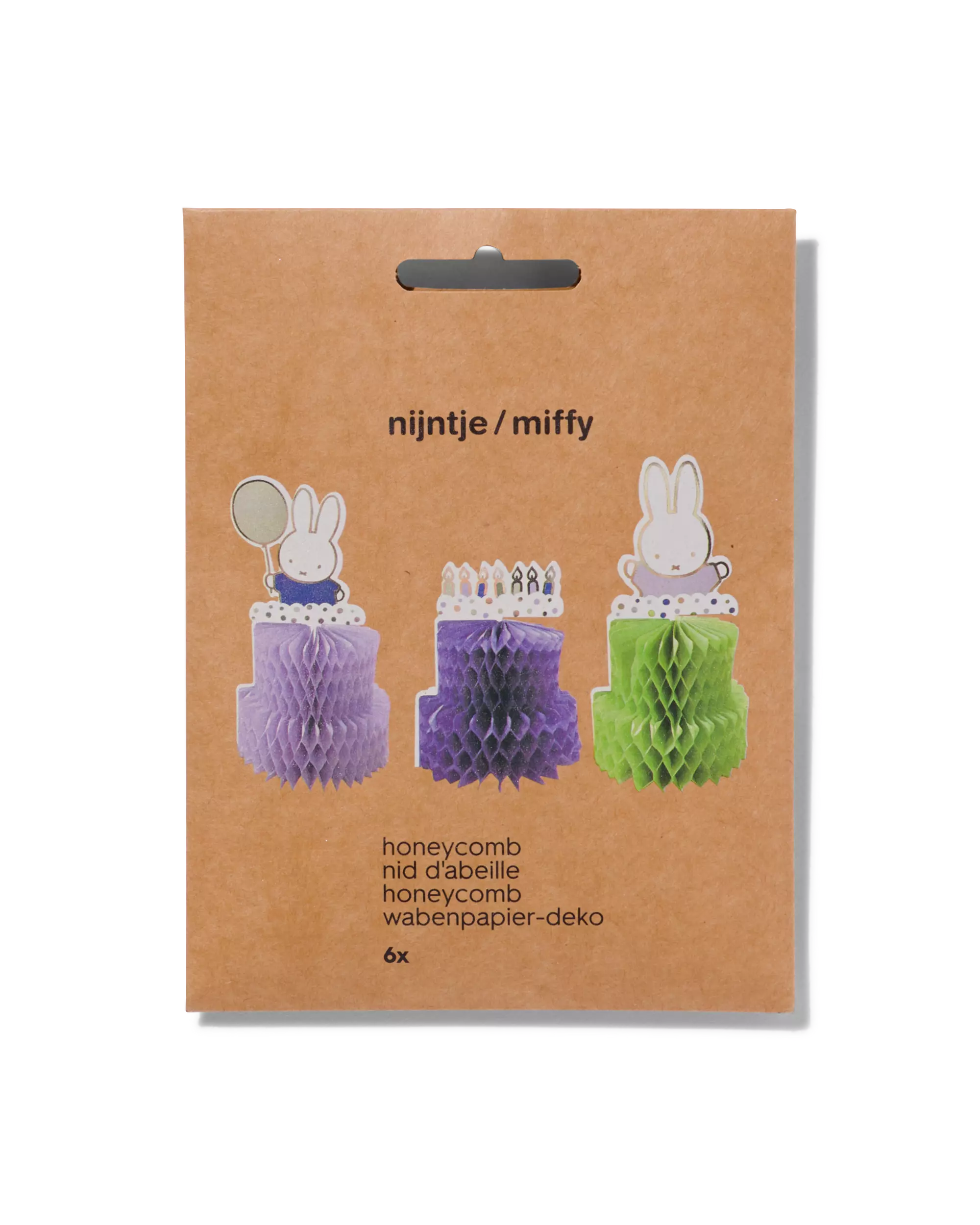 6 mini décorations en papier alvéolé Miffy