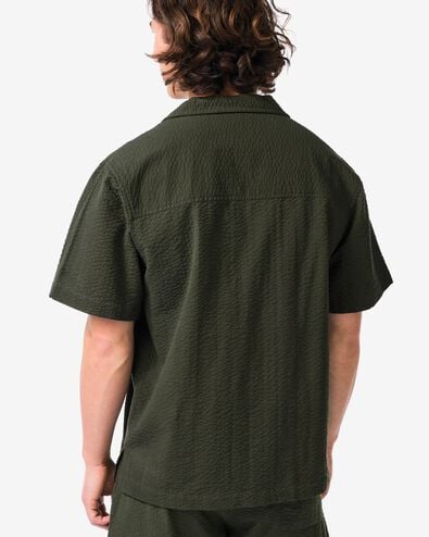 herenoverhemd Sep seersucker donkergroen donkergroen - 2132320DARKGREEN - HEMA