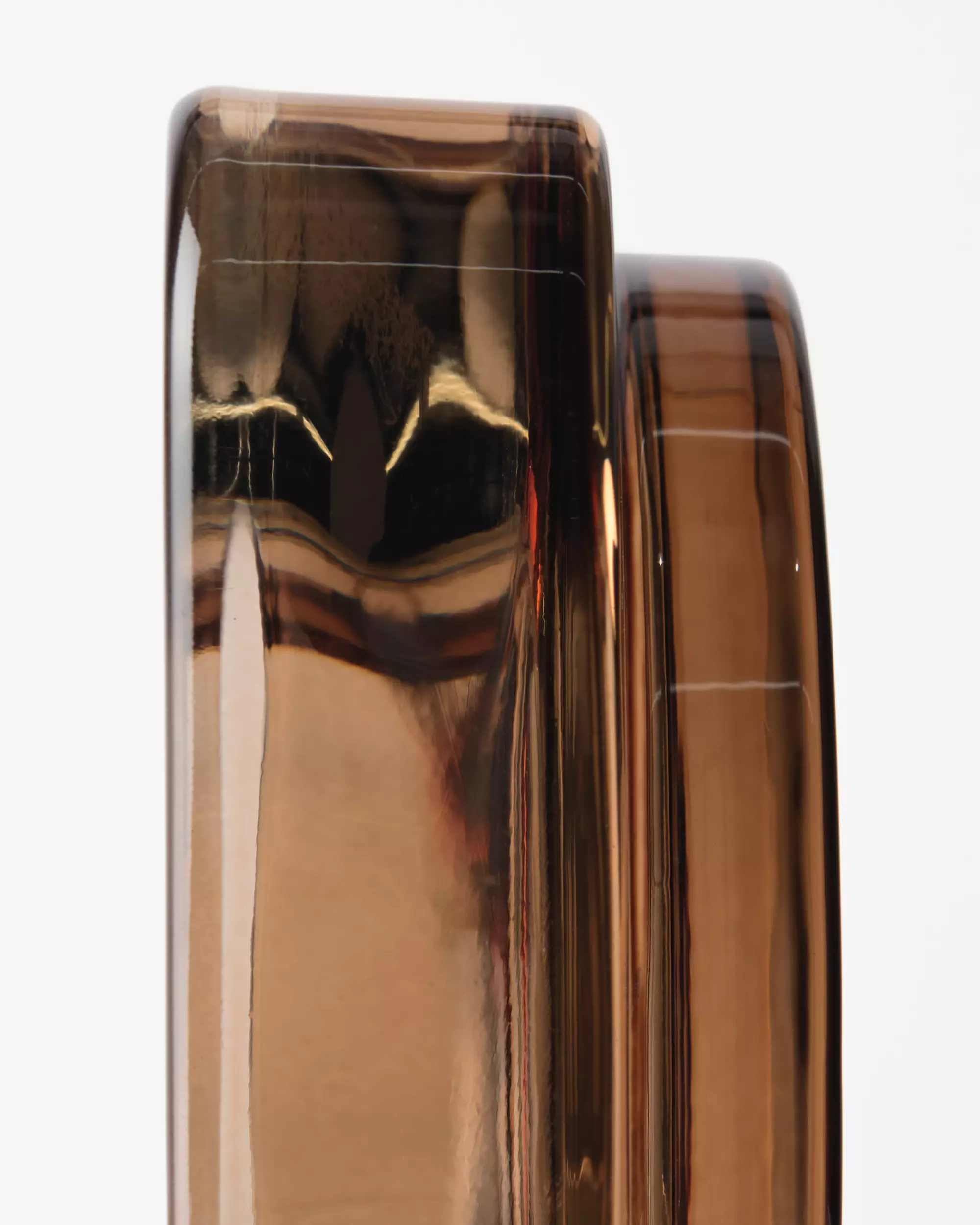 kaarsplateau ⌀9x3cm Kub glas bruin