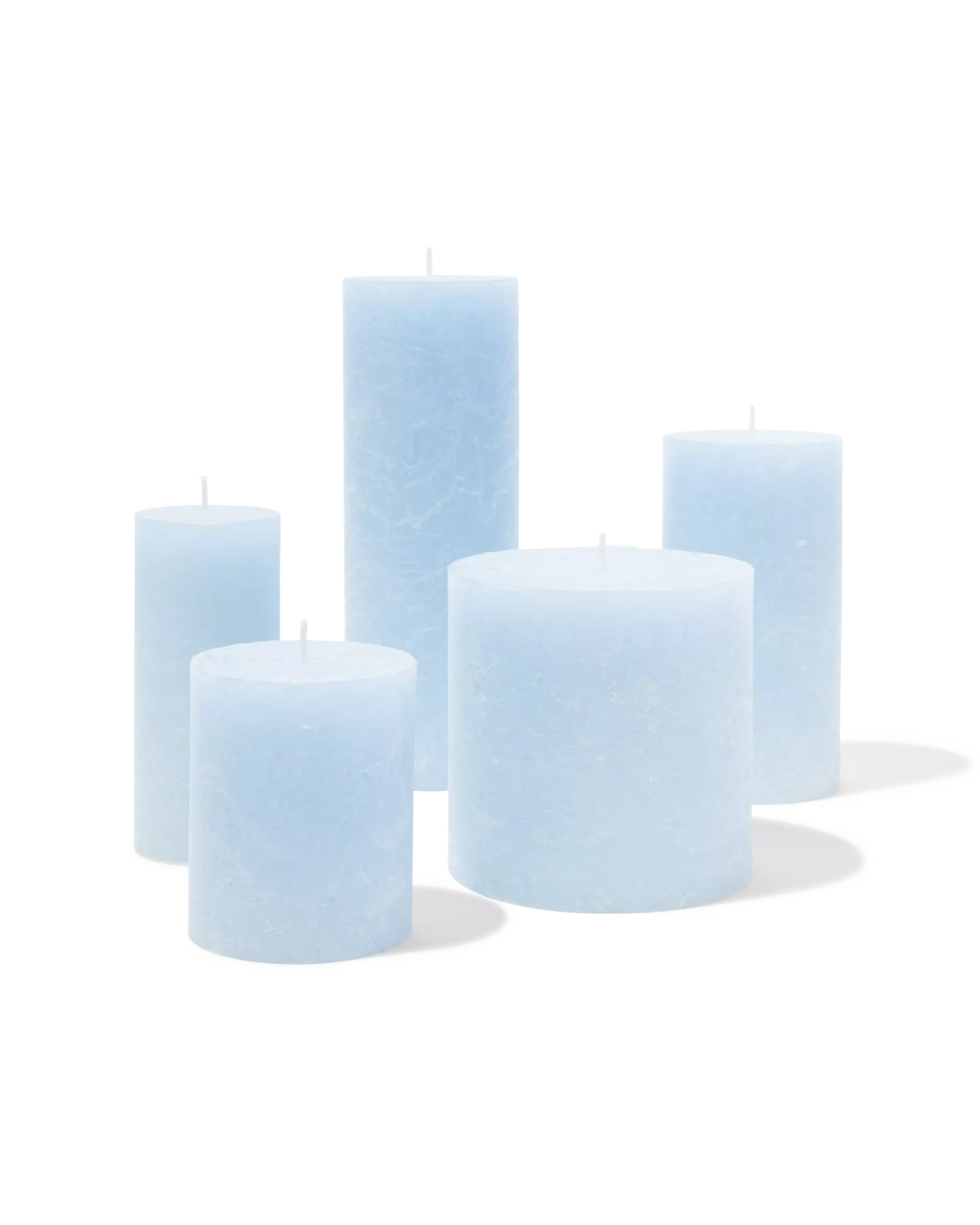 bougie rustique Ø5x11 cm bleu clair
