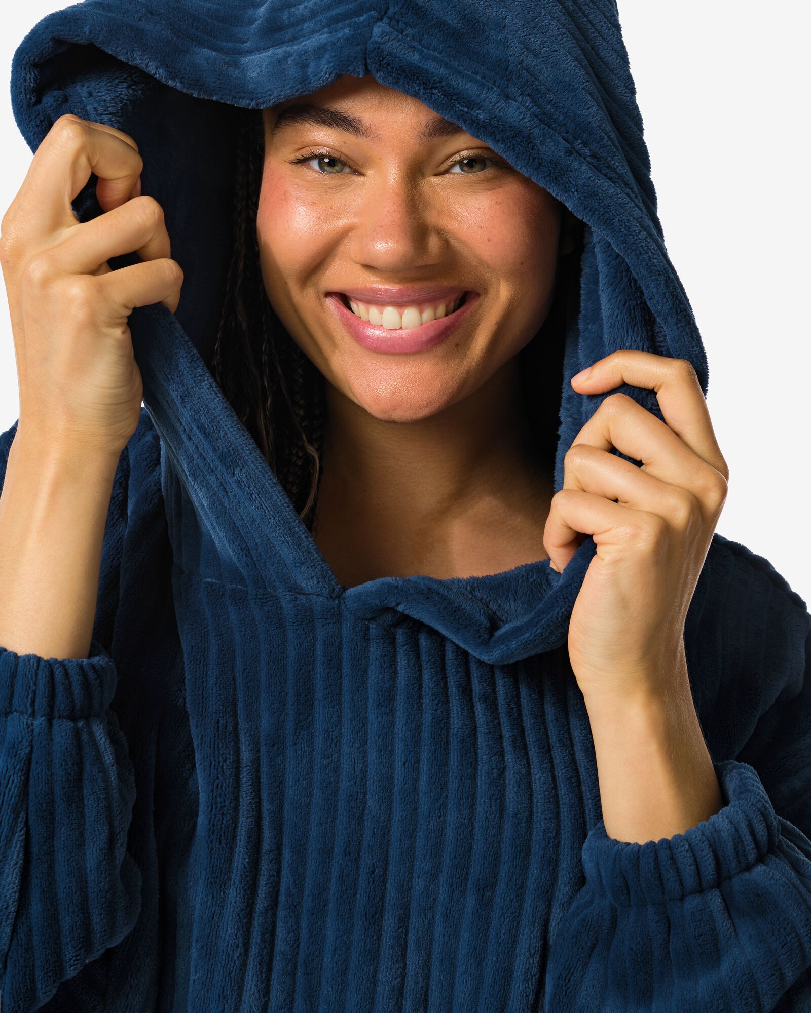 Damen-Kuschelhoodie aus Fleeceripp in Blau - 61140500 - HEMA