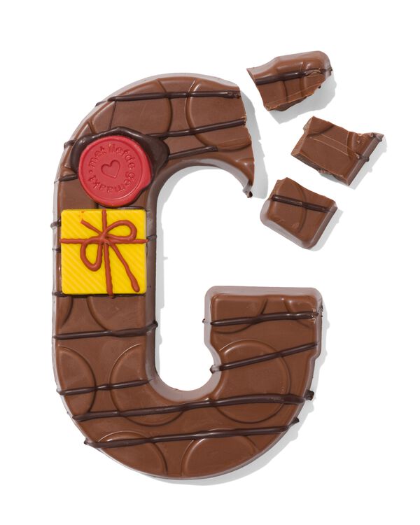 Lettre en chocolat d&eacute;cor&eacute;e &agrave; la main lait G 180g G - 24427407G - HEMA