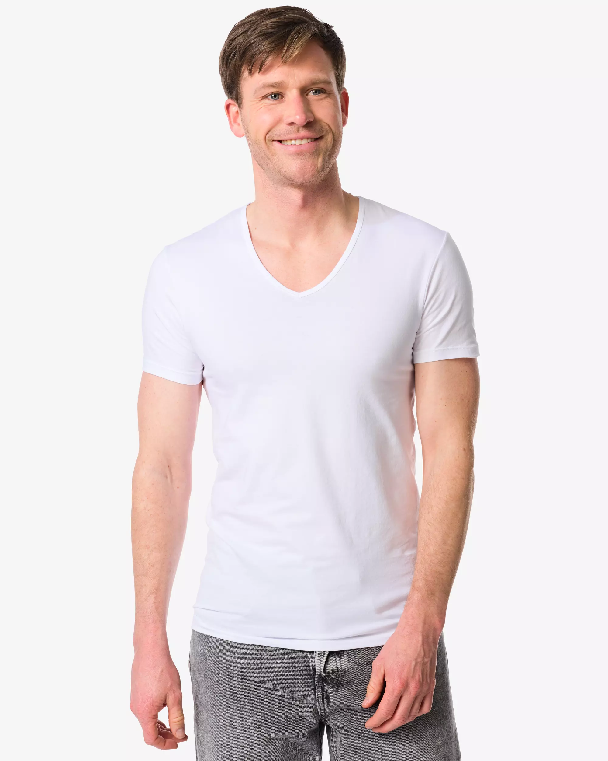 2er-Pack Herren-T-Shirts, Slim Fit, V-Ausschnitt, nahtlos