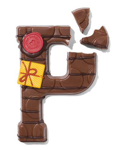 Lettre en chocolat d&eacute;cor&eacute;e &agrave; la main lait P 180g P lait - 24427416 - HEMA