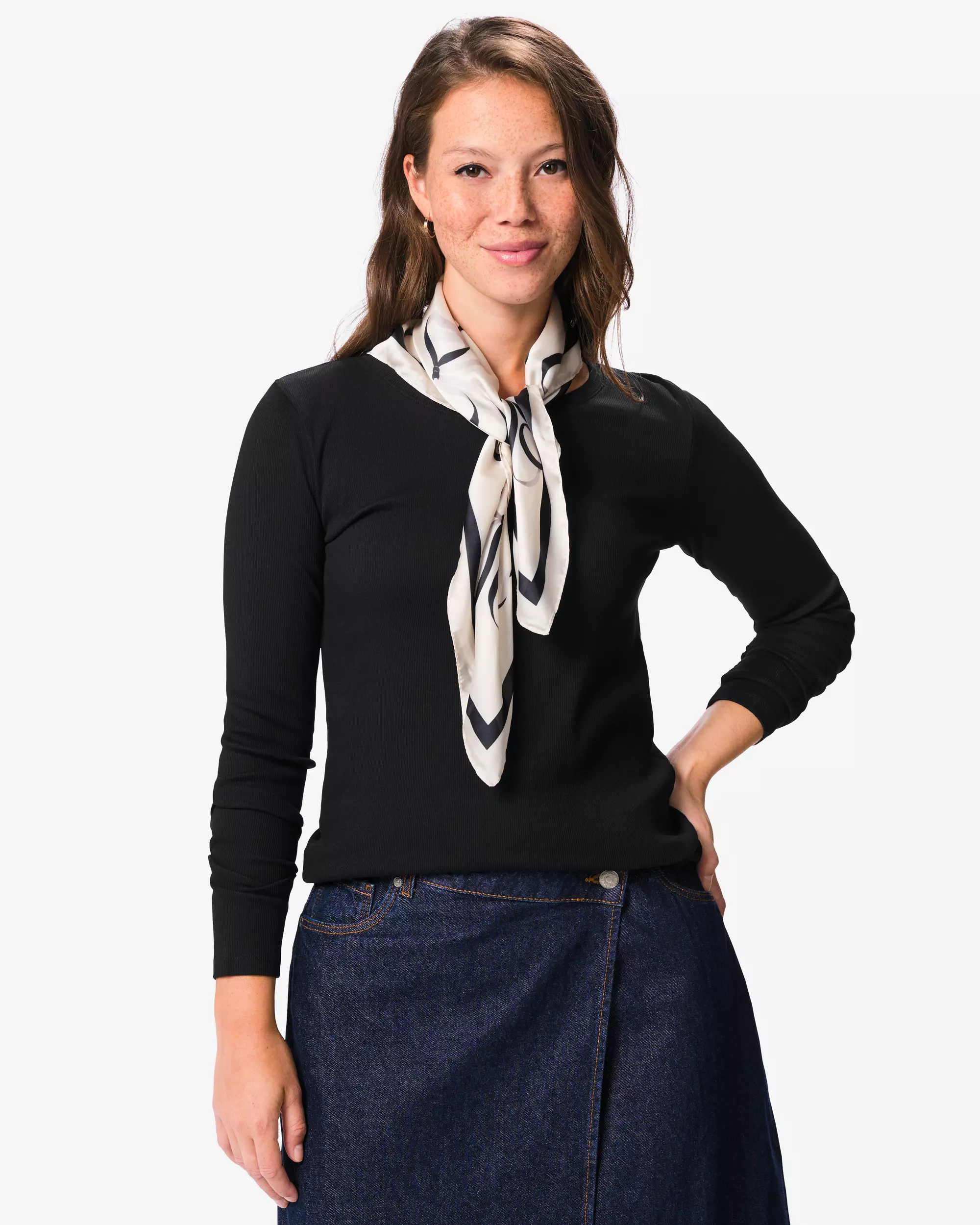 dames T-shirt rib katoen
