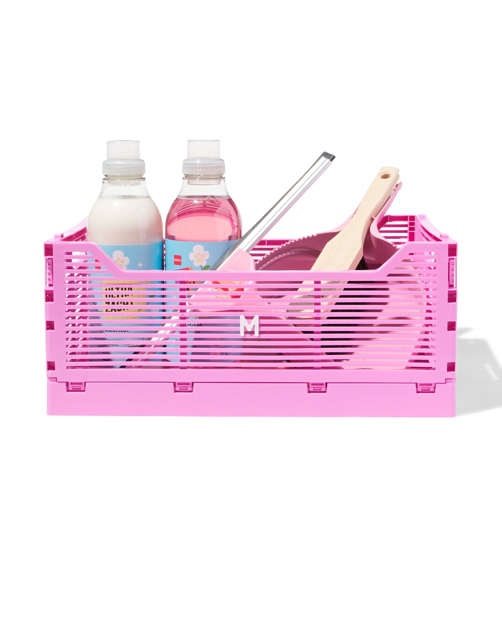 caisse pliable &agrave; lettres recycl&eacute;e M rose rose M  30 x 40 x 17 - 39810405 - HEMA