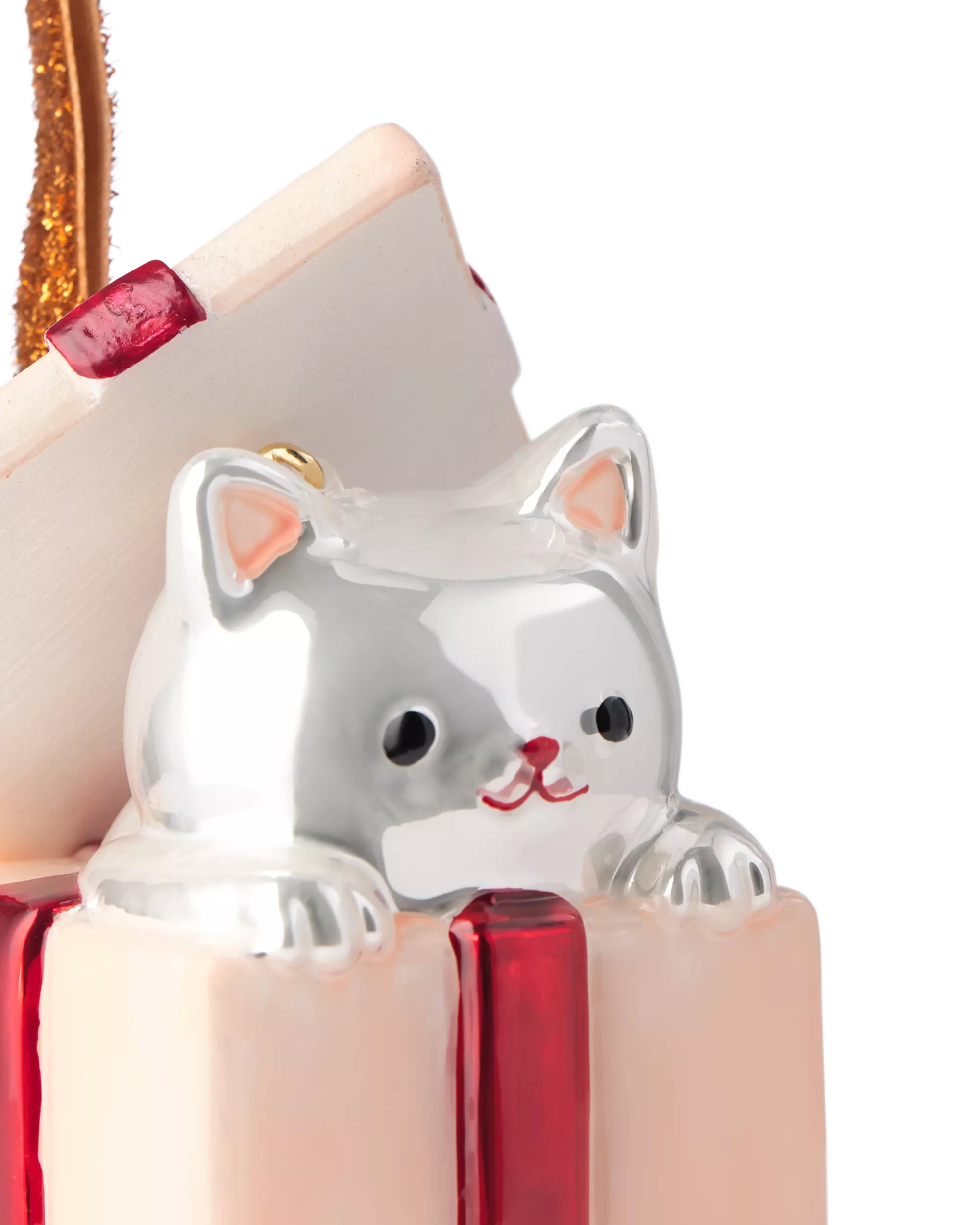 kersthanger 9.5cm glas kat met cadeau
