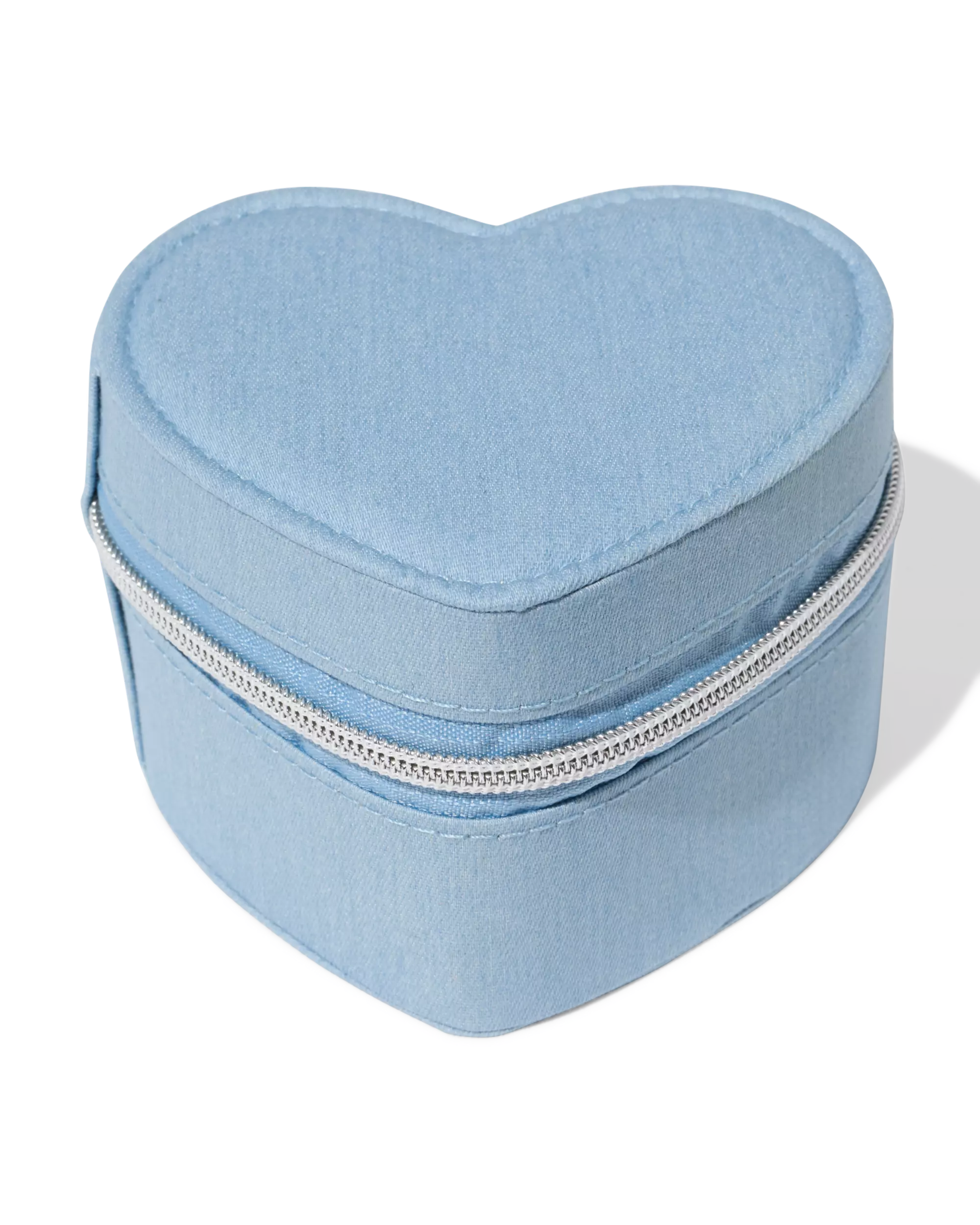 Schmuckkästchen, 12 x 12 x 8 cm, Denim, Herz