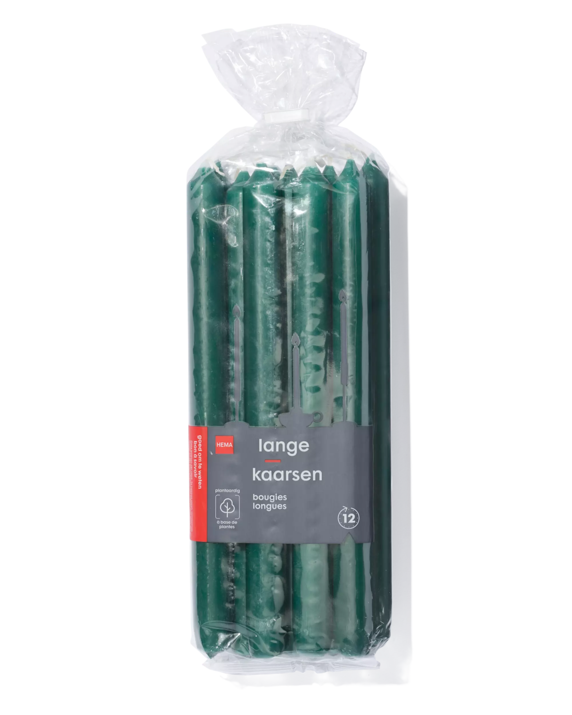 12 bougies longues Ø2.2x29 vert foncé 