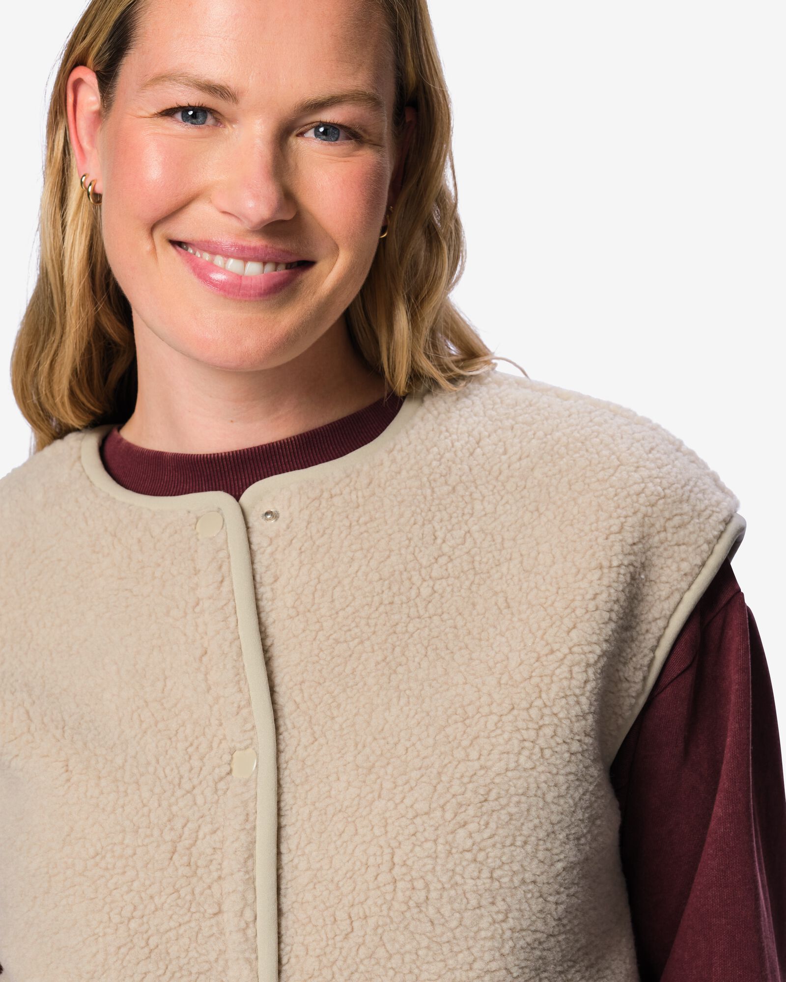 cardigan femme Odi peluche beige beige - 36215270BEIGE - HEMA