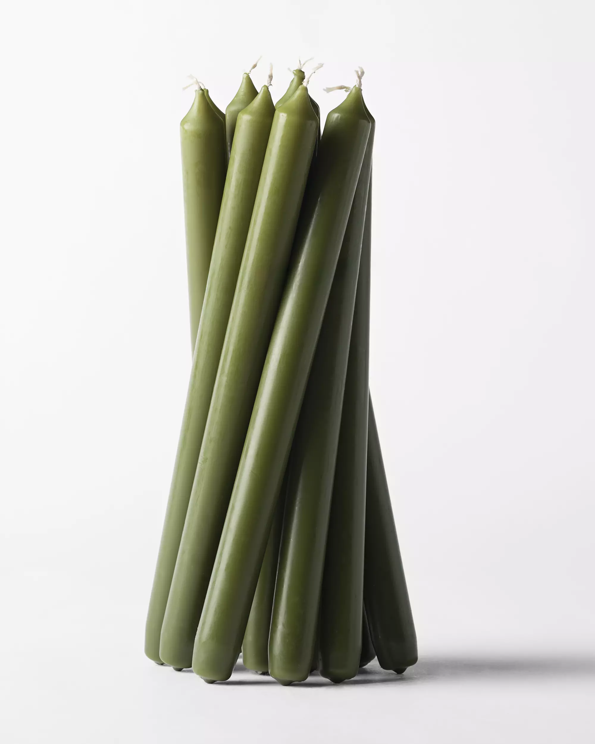 bougies d'intérieur longues ⌀2,2cmx29cm olive - 12 pièces