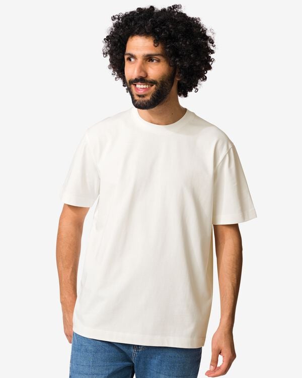 Herren-T-Shirt Relaxed Fit eierschalenfarben eierschalenfarben - 2129830OFFWHITE - HEMA