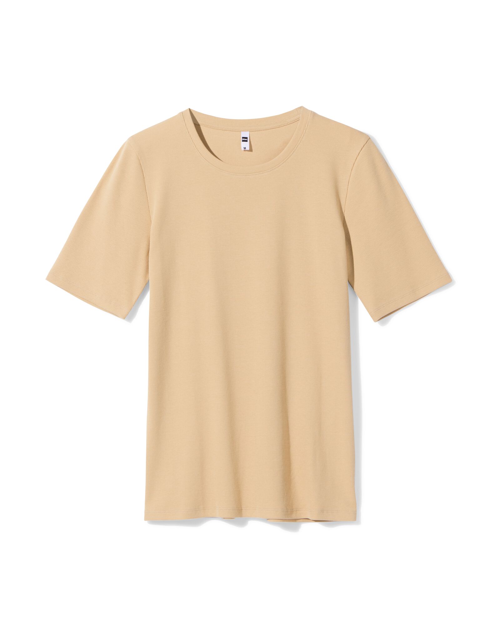 Damen-T-Shirt, Regular Fit, gerippt beige beige - 36306660BEIGE - HEMA