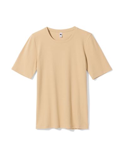 Damen-T-Shirt, Regular Fit, gerippt beige beige - 36306660BEIGE - HEMA