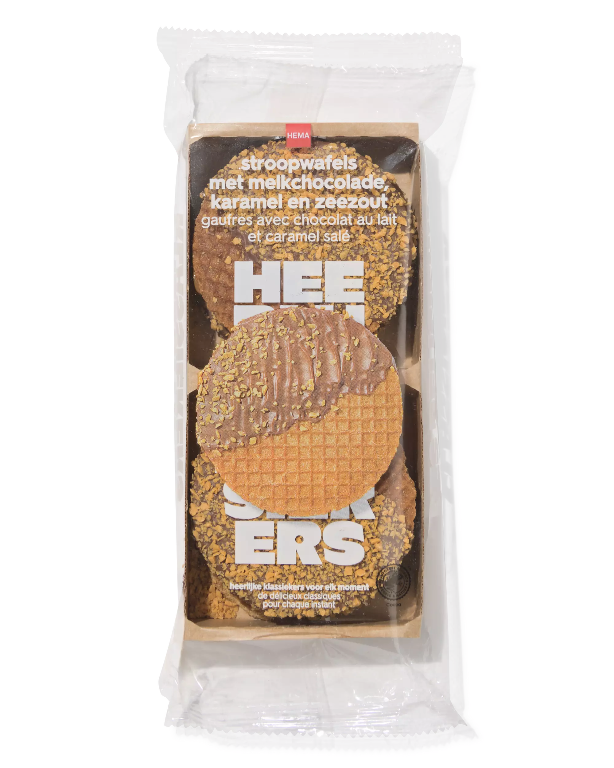 gaufres hollandaises avec du chocolat au lait, du caramel et du sel marin 231 g