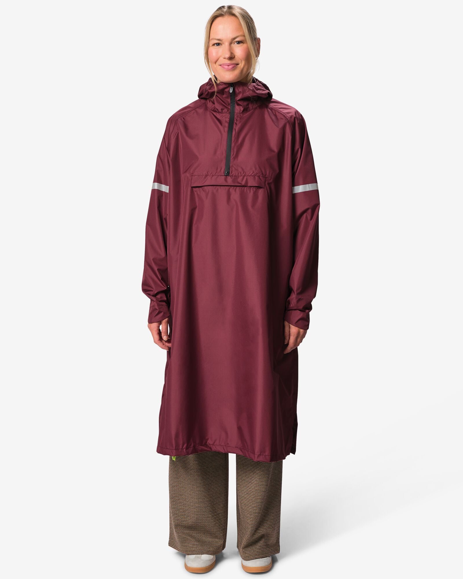 regenponcho voor volwassenen Puck  donkerrood donkerrood - 34460270DARKRED - HEMA