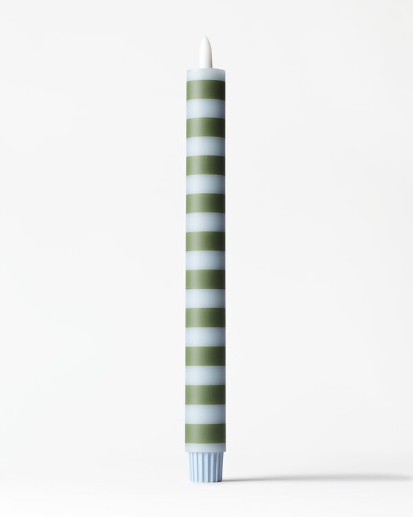 bougie longue led ⌀2,5 x 27,3 cm rayures vert-bleu - 13550205 - HEMA
