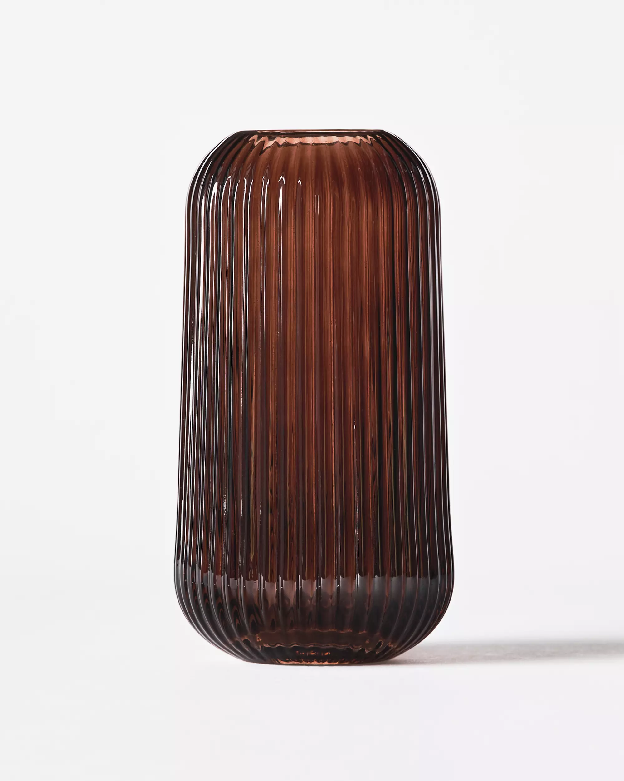vase ⌀8,4x10cm Bink verre nervuré marron