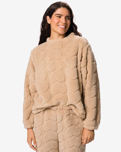 haut femme pelucheux c&oelig;urs marron clair marron clair - 23401333LIGHTBROWN - HEMA