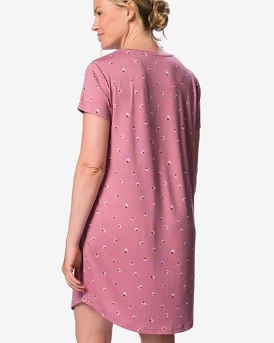 chemise de nuit femme tissu bross&eacute; micro fleurs rose rose - 23401846PINK - HEMA