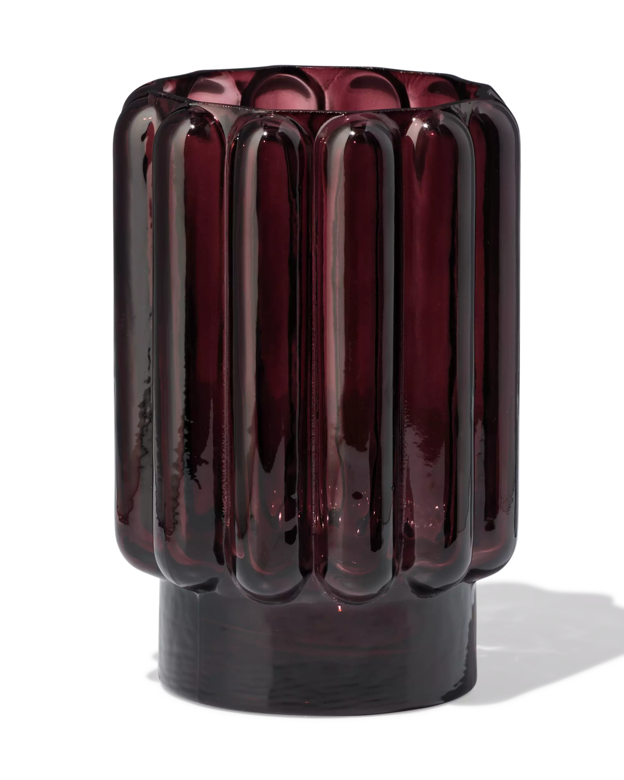 vase 18cm verre nervuré marron