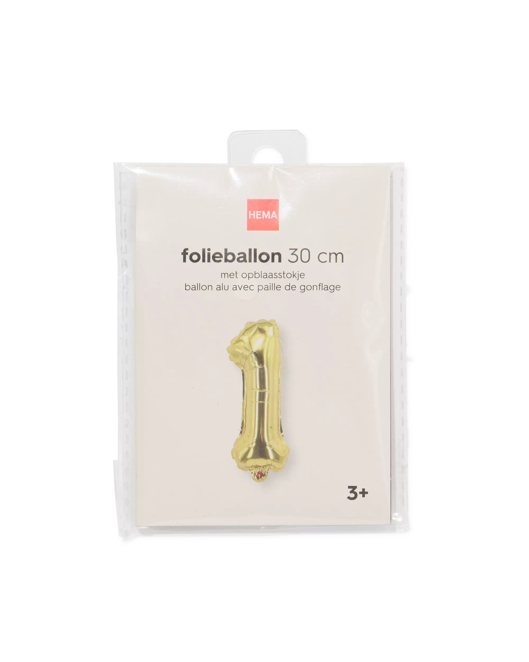 folieballon cijfer 1 30cm goud