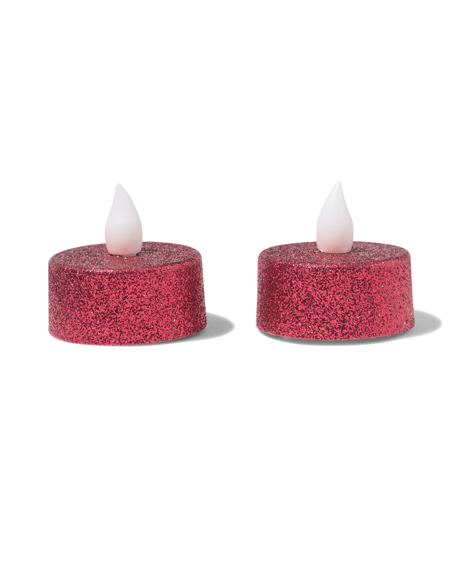 LED-Teelichter, ⌀ 3,8 &times; 3,6 cm, Rot mit Glitzer &ndash; 2 St&uuml;ck - 25500177 - HEMA