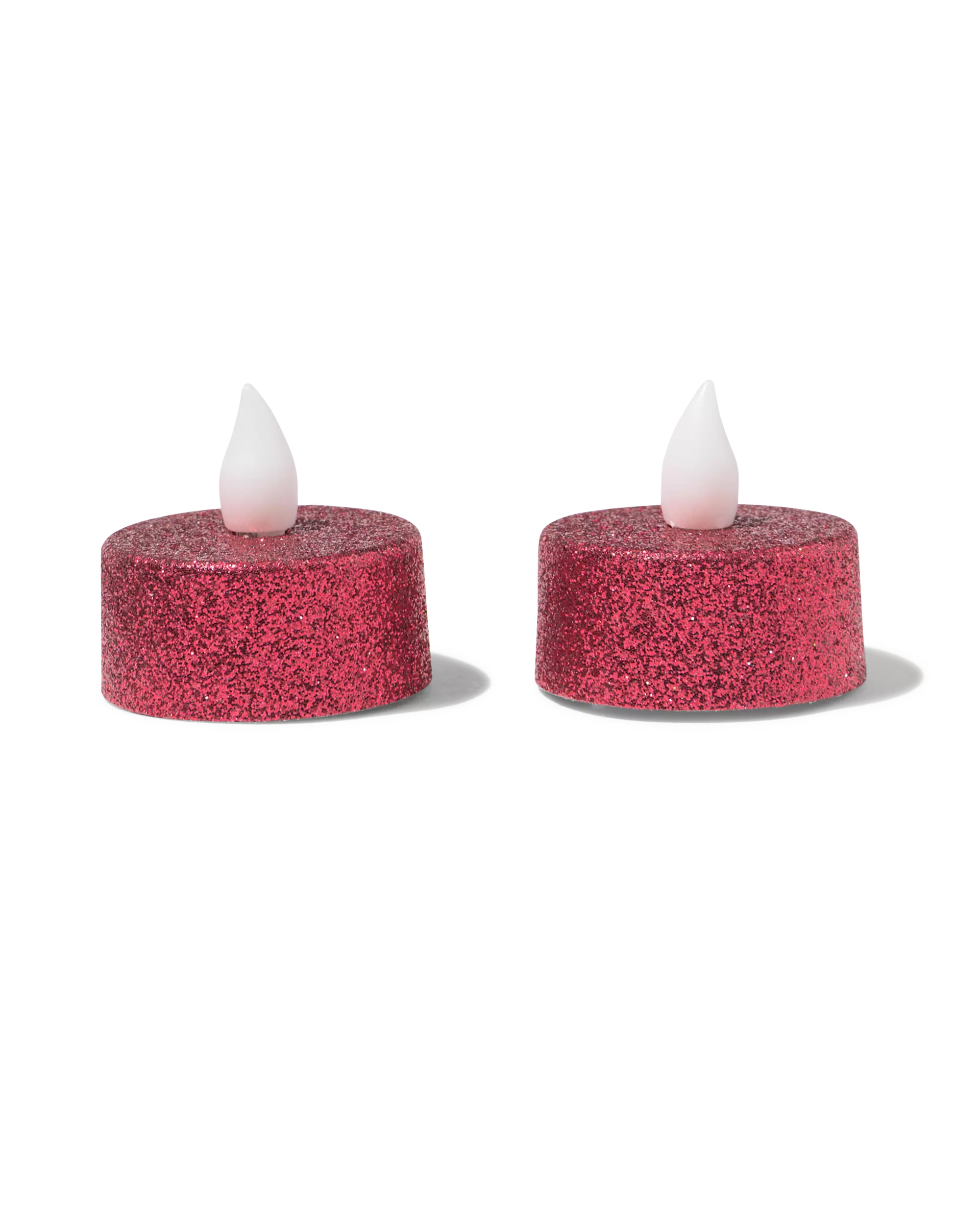 bougies chauffe-plat led ⌀3,8 x 3,6 cm pailletées rouges - lot de 2