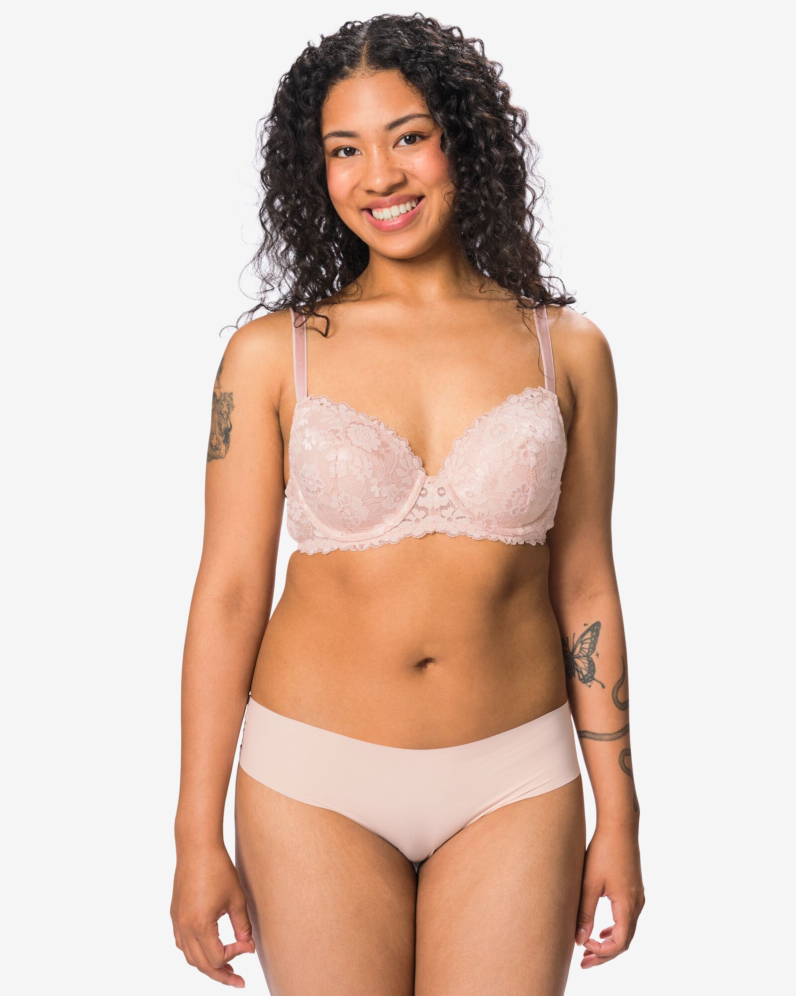 slip br&eacute;silien femme microfibre avec dentelle rose p&acirc;le rose p&acirc;le - 19608778LIGHTPINK - HEMA
