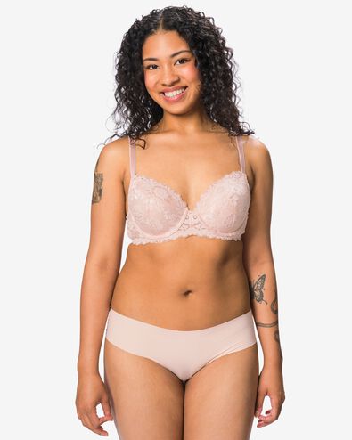 slip br&eacute;silien femme microfibre avec dentelle rose p&acirc;le rose p&acirc;le - 19608778LIGHTPINK - HEMA