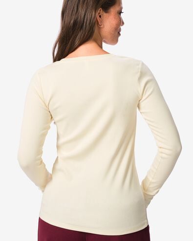 Damen-T-Shirt, gerippt, Baumwolle eierschalenfarben eierschalenfarben - 36307770OFFWHITE - HEMA