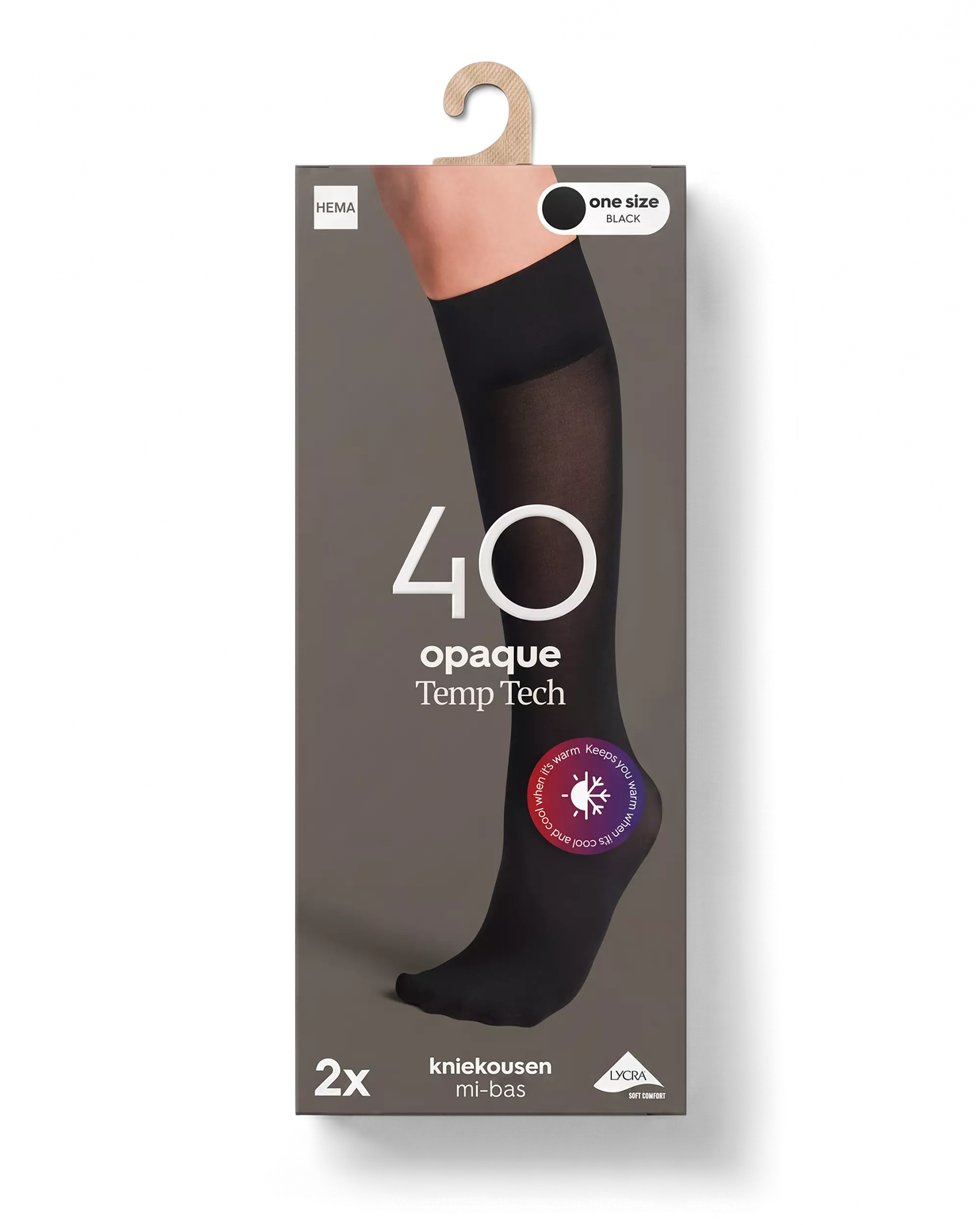 Temp Tech Kniestrümpfe, blickdicht, 40 Denier – 2 Paar