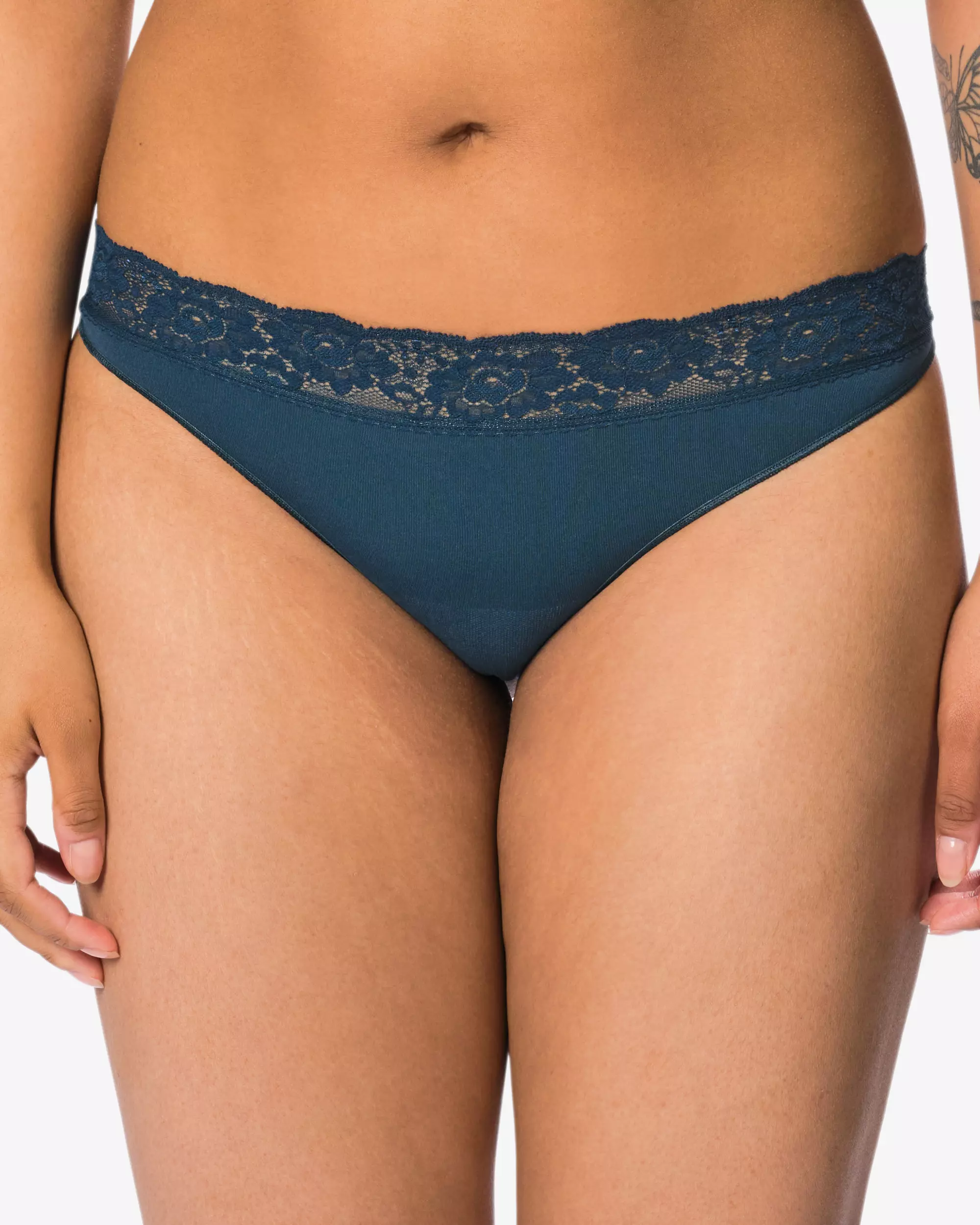 Damenstring, nahtlos, aus Mikrofaser mit Spitze