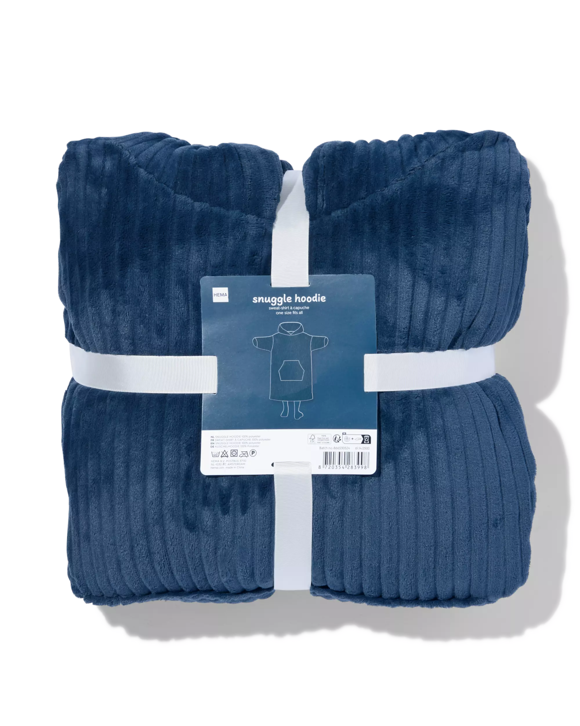 sweat à capuche snuggle hoodie polaire côtelé bleu