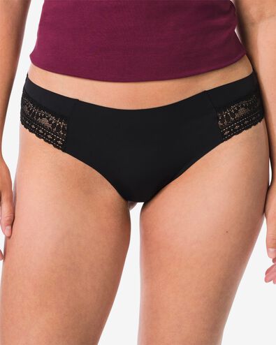 slip br&eacute;silien femme microfibre avec dentelle noir noir - 19640530BLACK - HEMA