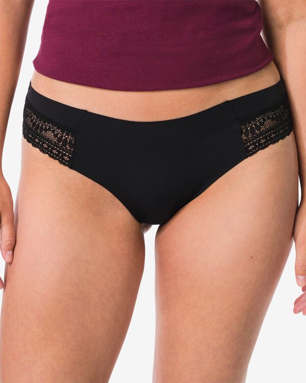 slip br&eacute;silien femme microfibre avec dentelle noir noir - 19640530BLACK - HEMA