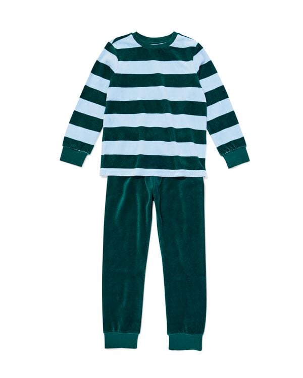 Kinderpyjama Velours mit Streifen gr&uuml;n gr&uuml;n - 23005120GREEN - HEMA