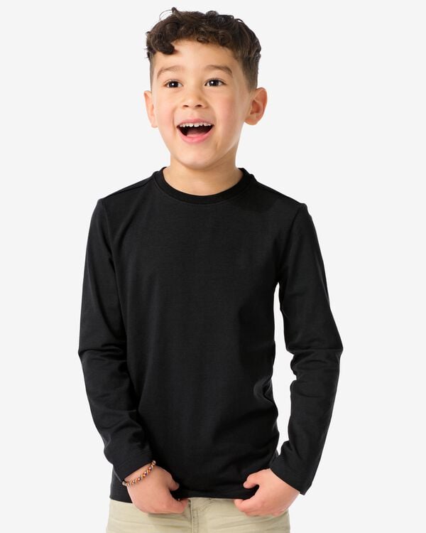 kinder basis t-shirts stretch katoen - 2 stuks zwart zwart - 30729334BLACK - HEMA