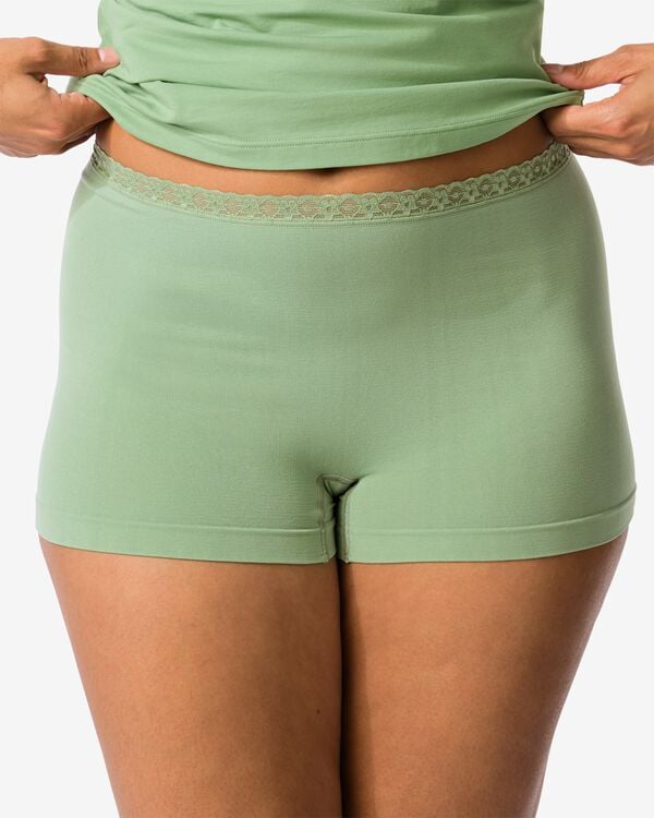 damesboxer naadloos micro met kant groen groen - 19603072GREEN - HEMA