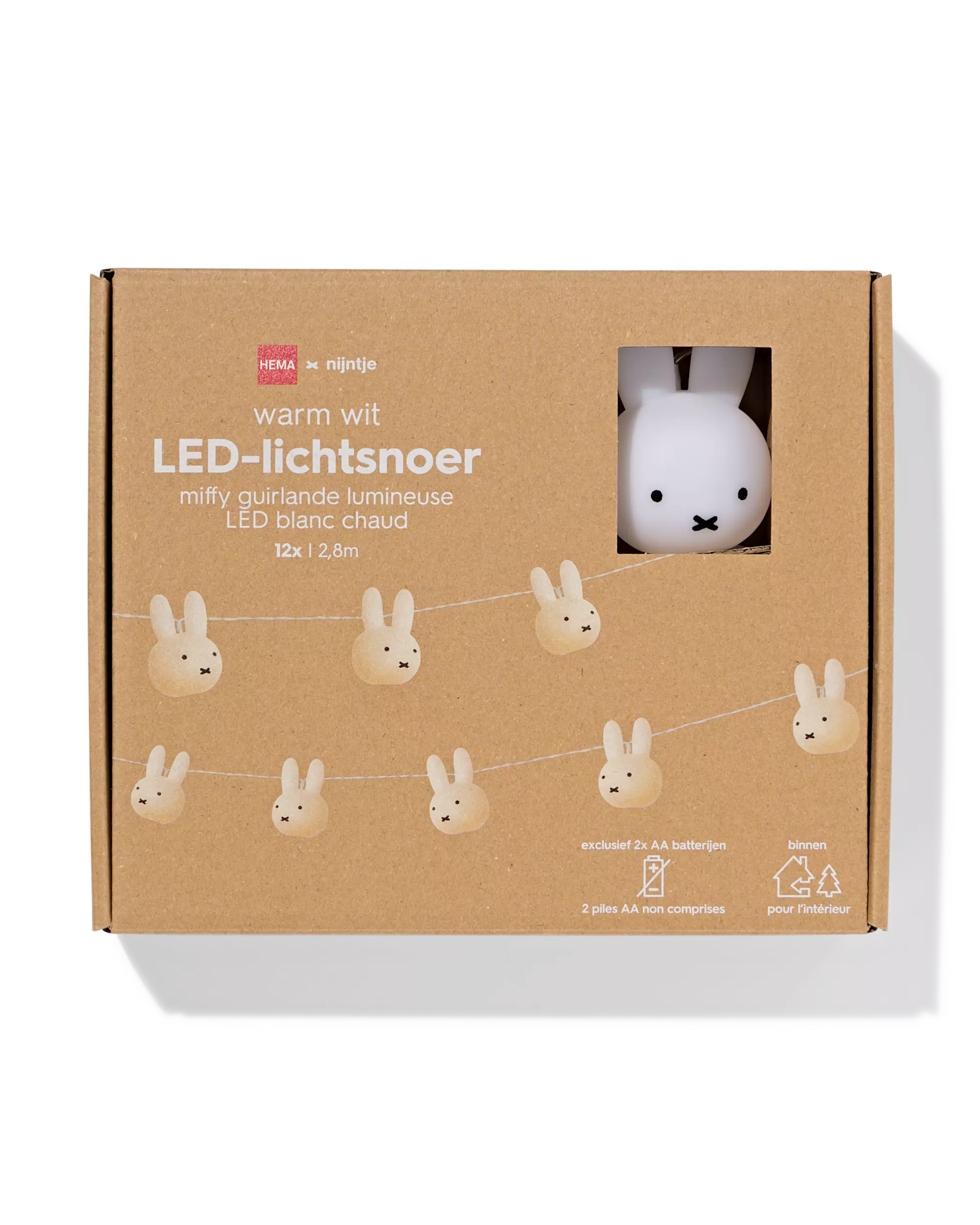 Miffy Lichterkette, 2,8 m, mit 12 Köpfen, Warmweiß für Innenräume